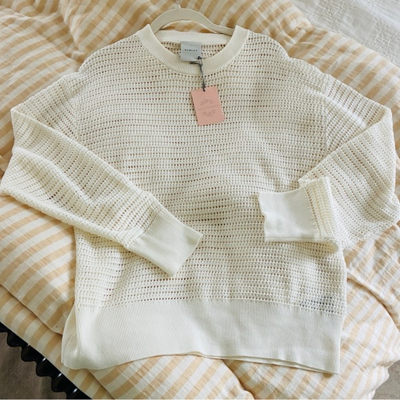 Varley Cream Mesh Knit Sweater. M - Picture 1 of 6